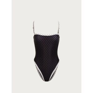 SAME Los Angeles Swim Womens One Piece ColorBlock Polka Dot Black/Cream Medium